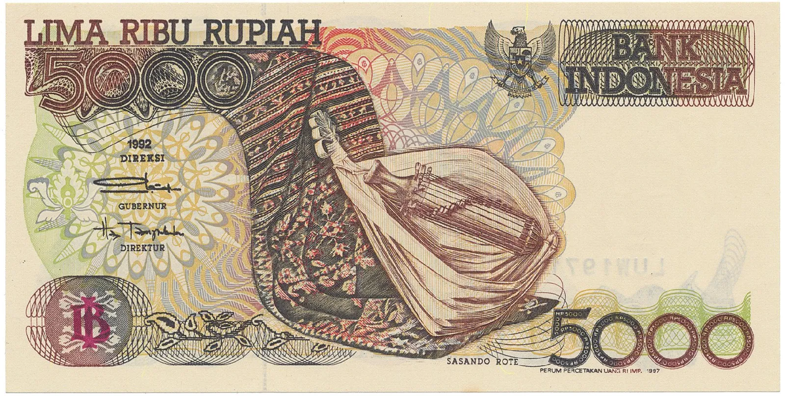 Indonésie, 5000 Rupiah 1997~2001, P.130f~j