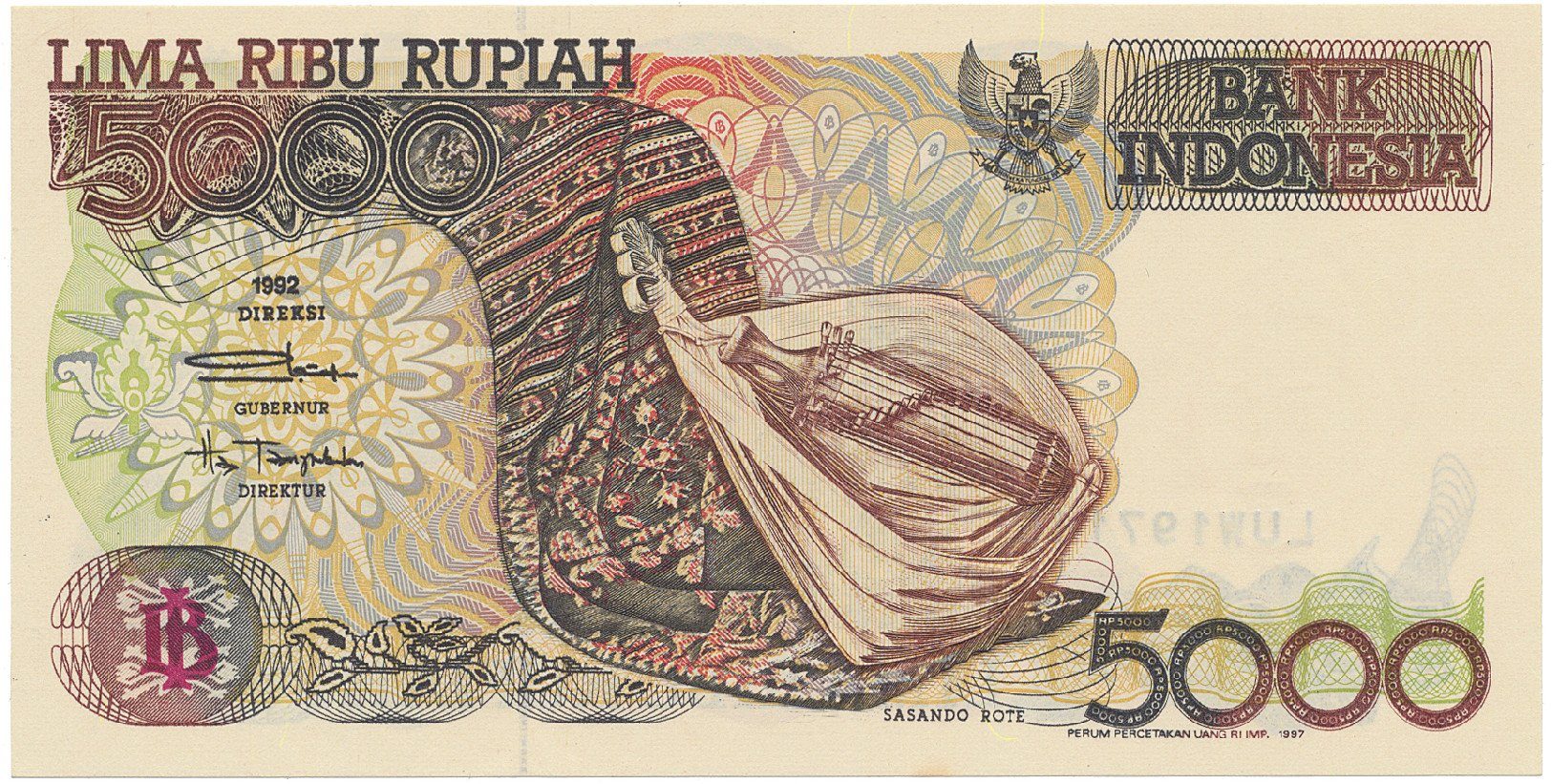 Indonésie, 5000 Rupiah 1997~2001, P.130f~j