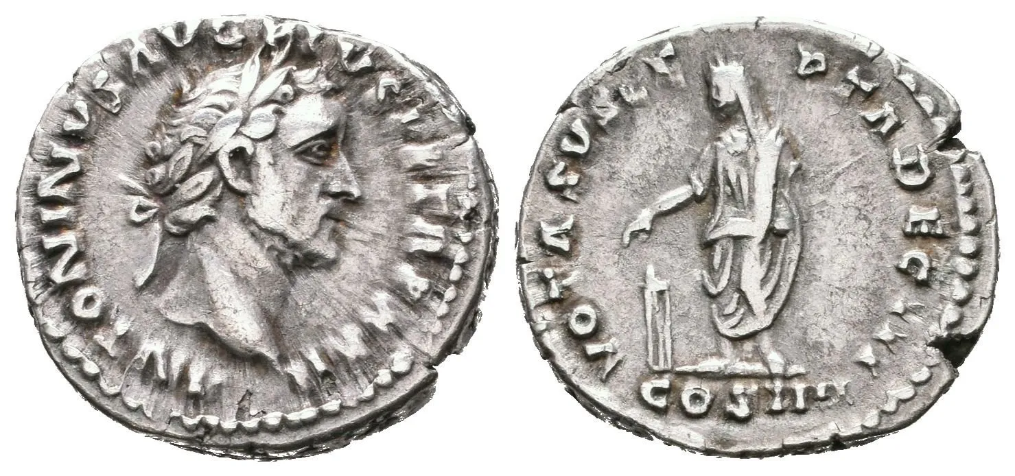 Denár, 158 - 159, Rv: VOTA SVSCEPTA DEC III v exe. COS IIII — 1