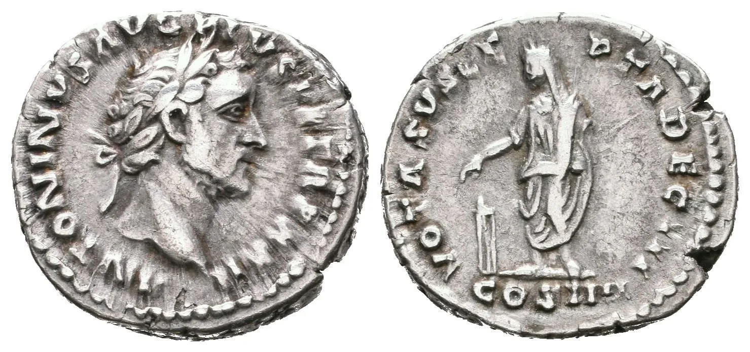 Denár, 158 - 159, Rv: VOTA SVSCEPTA DEC III v exe. COS IIII — 1