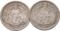 Half Dime 1871, 1872 S, KM.91, pěkné zachovalosti_2 ks — 2