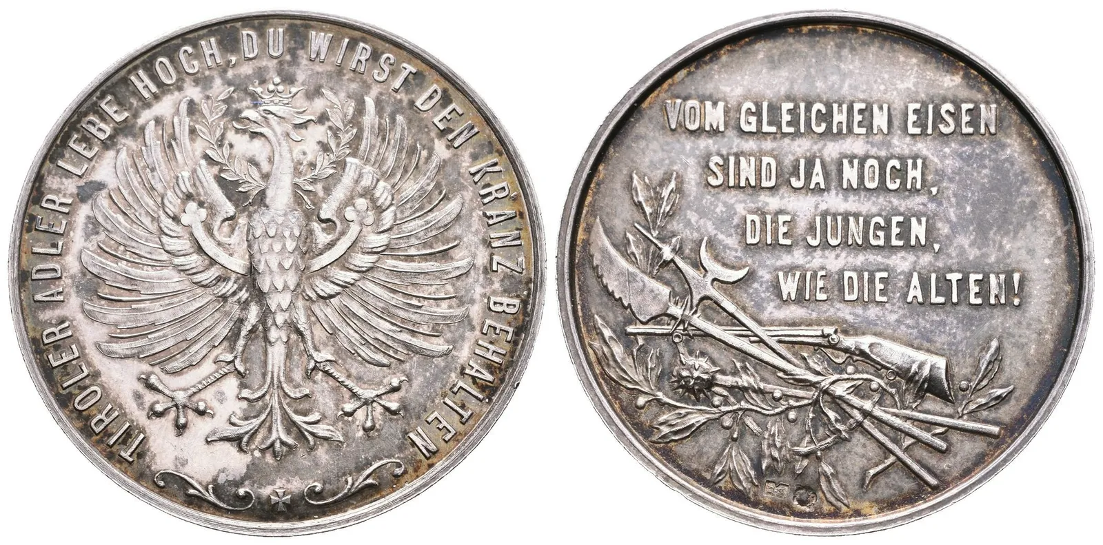 AR Medaile b.l. - Tirolská střelecká medaile, Ag 38 mm (23,61 g), značeno "RS" a — 1