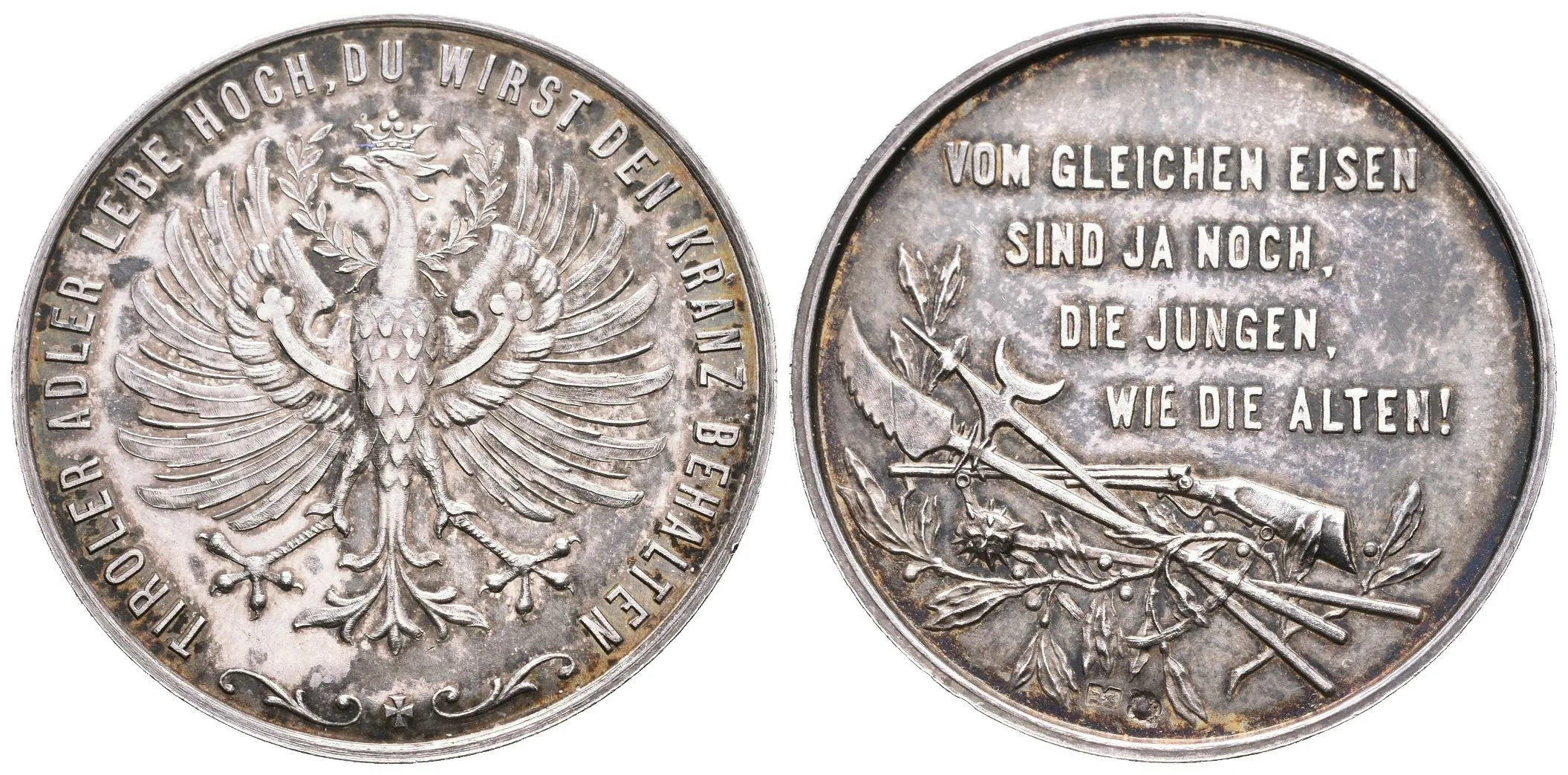 AR Medaile b.l. - Tirolská střelecká medaile, Ag 38 mm (23,61 g), značeno "RS" a — 1