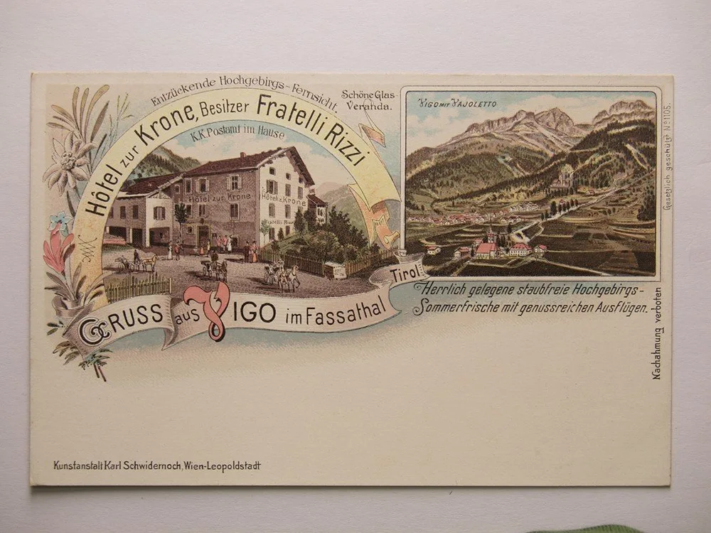 Itálie, Vigo im Fassathal, Hotel Krone, Tirol — 1