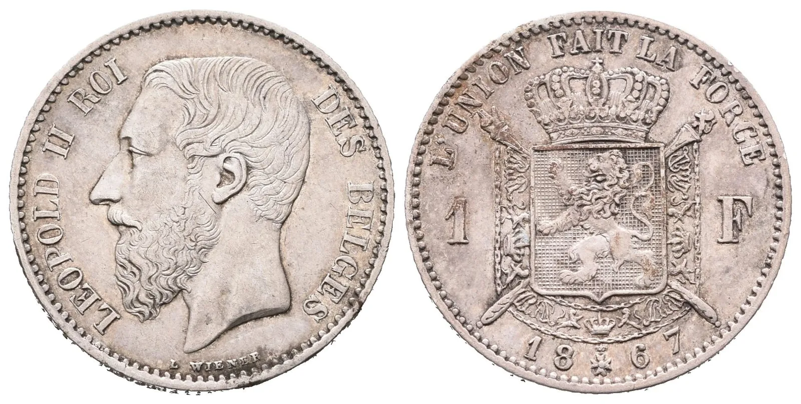 Belgie, 1 Frank 1867