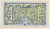 Československo, 20 Koruna b.d. (1945), perforace písmenem S, Hej.72a.S3 - fotografie 2