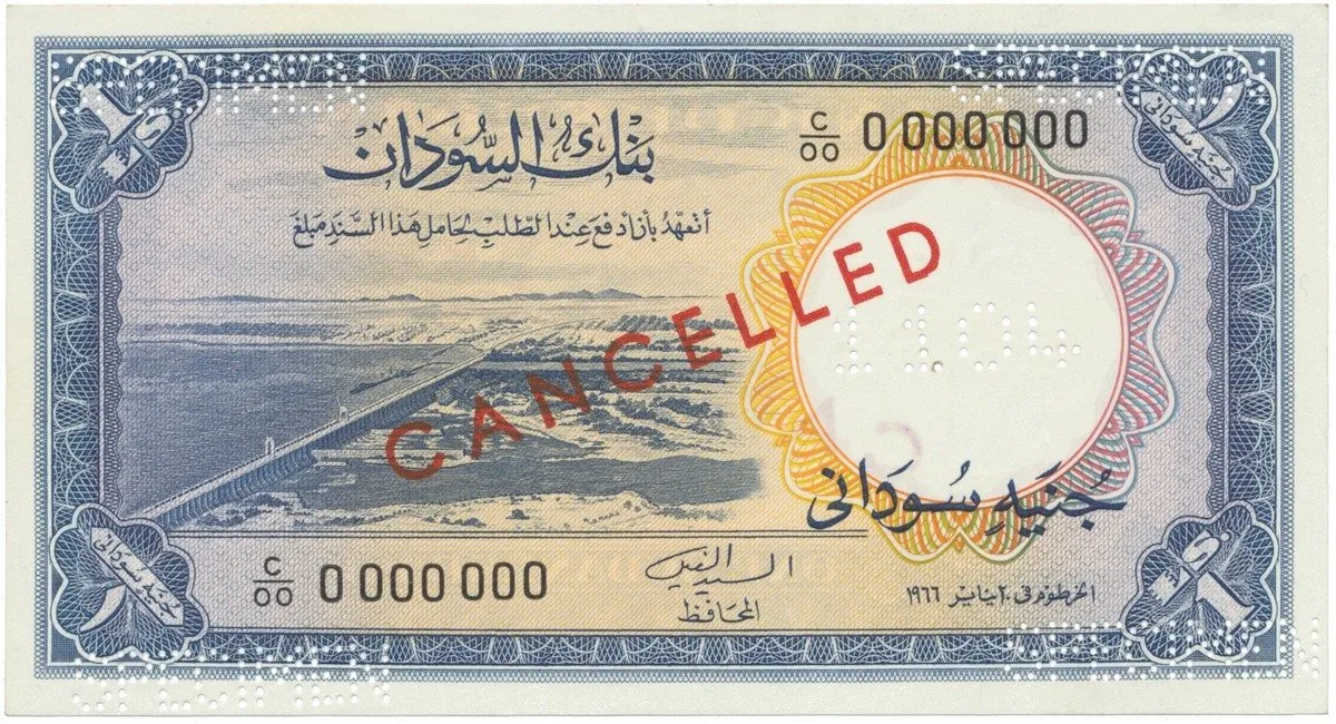 Súdán, 1 Pound 1966, anulát - CANCELLED, P.8cs