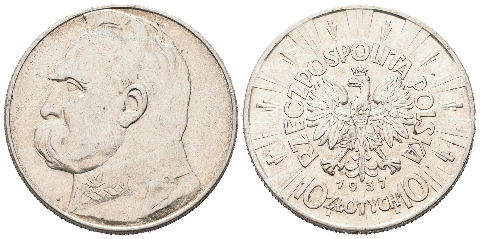 Polsko, 10 Zlotých 1937 - Pilsudzki
