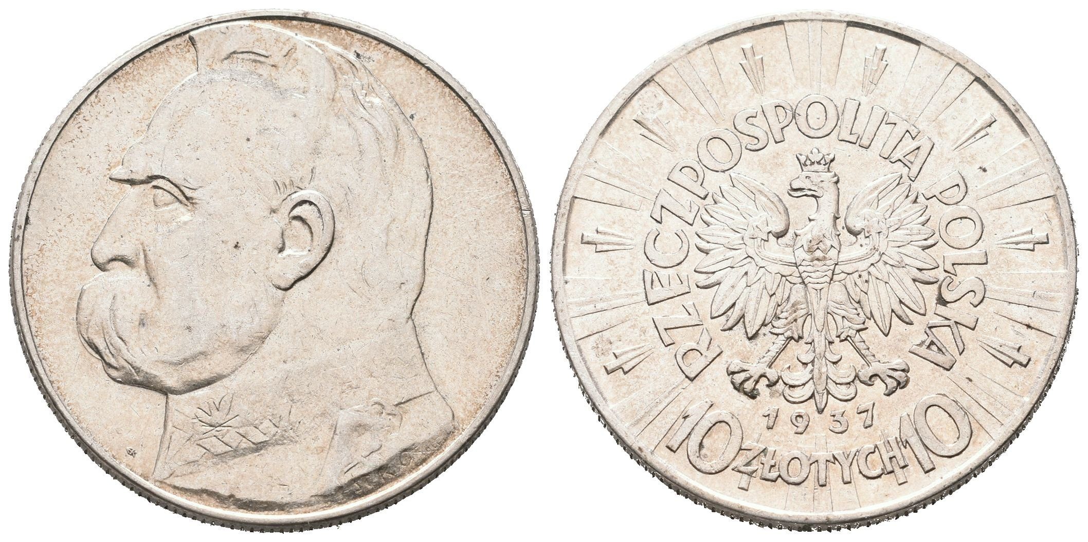 Polsko, 10 Zlotých 1937 - Pilsudzki
