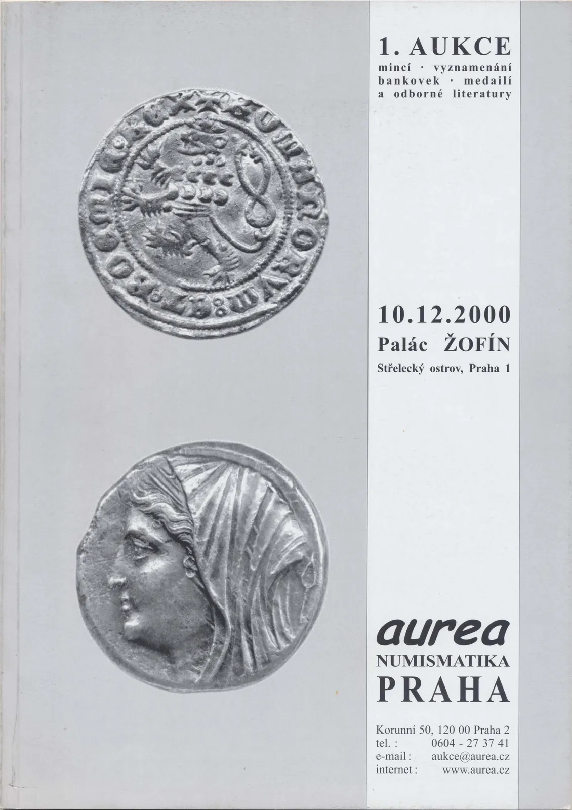 1. Aukce - mincí • vyznamenání • bankovek • medailí a odborné literatury