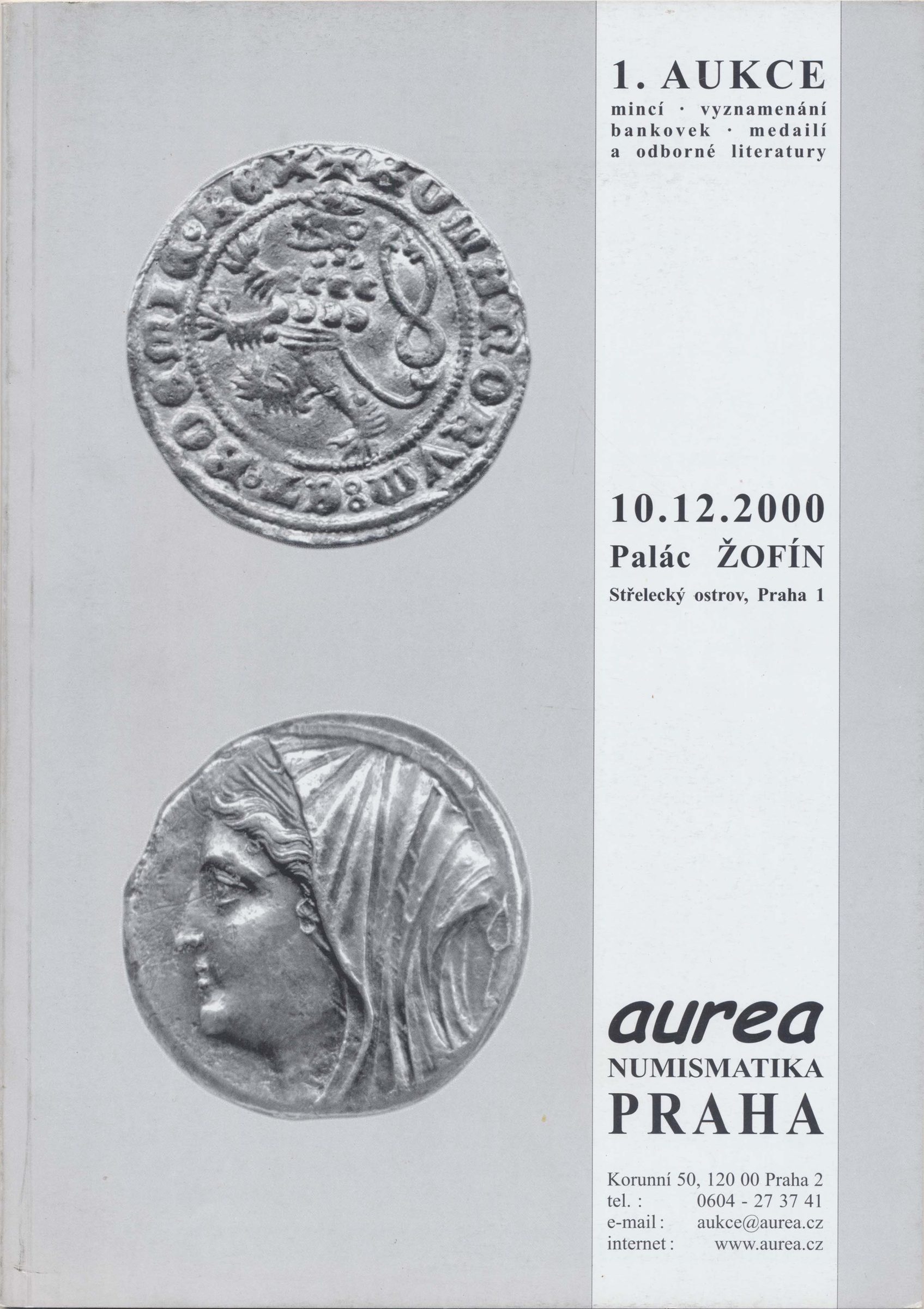 1. Aukce - mincí • vyznamenání • bankovek • medailí a odborné literatury