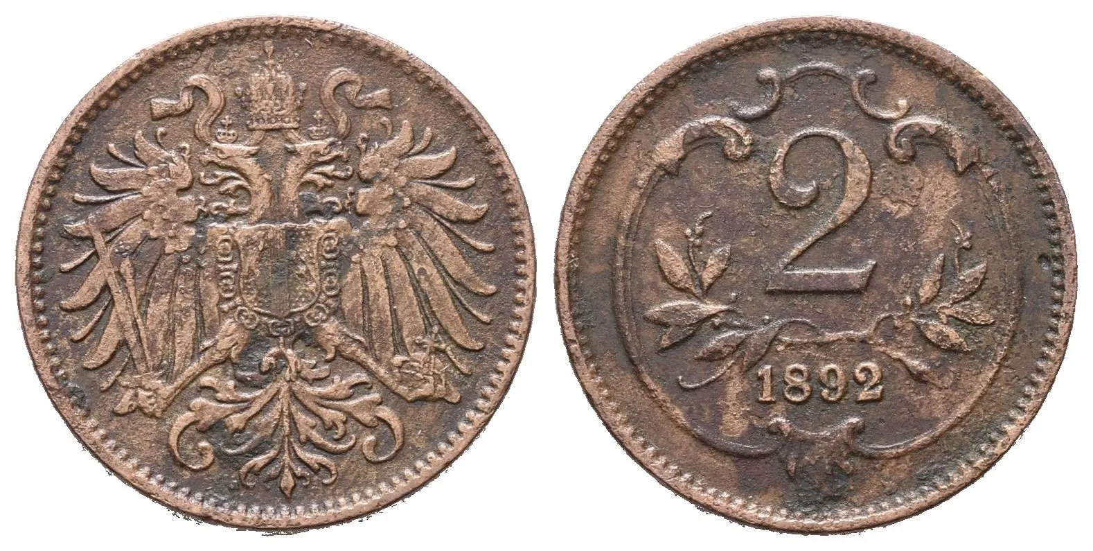 2 Haléř 1892, velmi vzácný