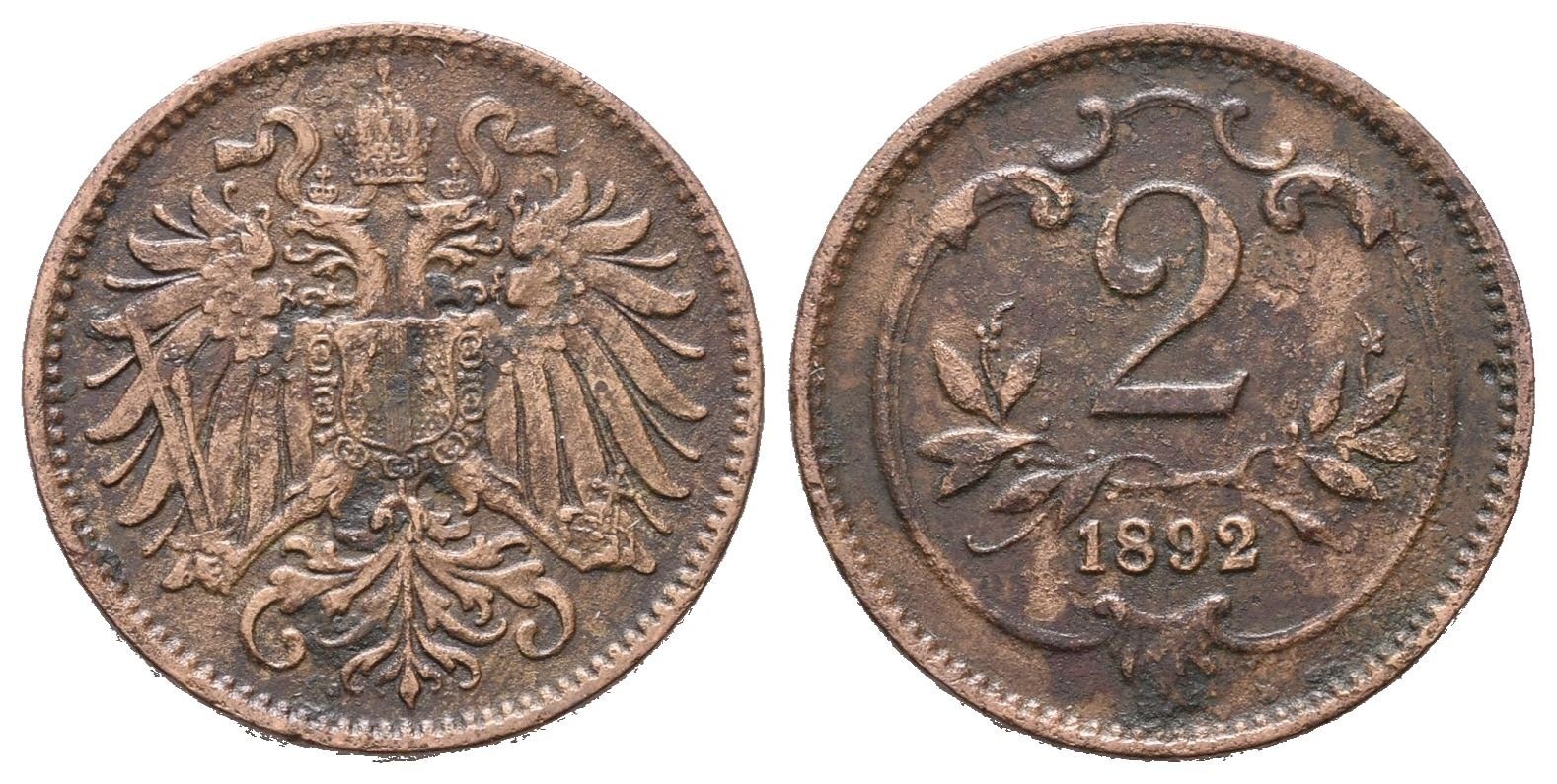 2 Haléř 1892, velmi vzácný