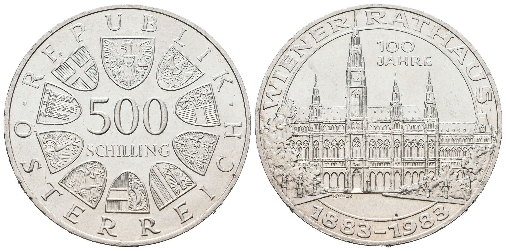 Rakousko, 500 Schilling 1983 - Wiener Rathaus