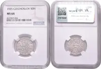 50 Haléř 1925, etue NGC, hodnocení MS 64, — 2