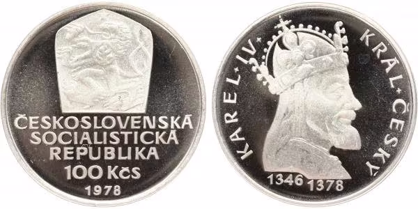 100 Kčs 1978 - Karel IV., PROOF