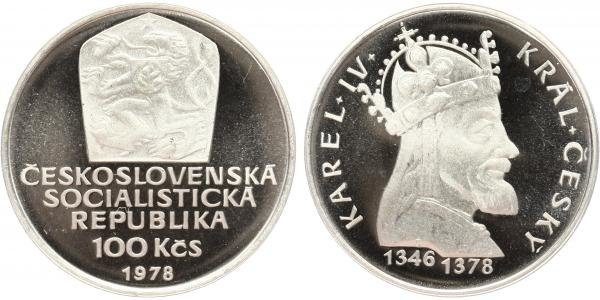 100 Kčs 1978 - Karel IV., PROOF