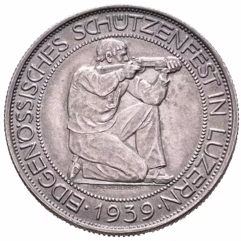 5 Frank 1939 - Střelby v Luzernu (raženo 40000 ks), KM.S20,