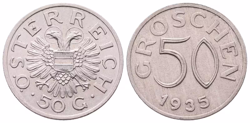 Rakousko, 50 Groschen 1935