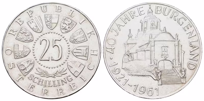 Rakousko, 25 Schilling 1961 - Burgenland