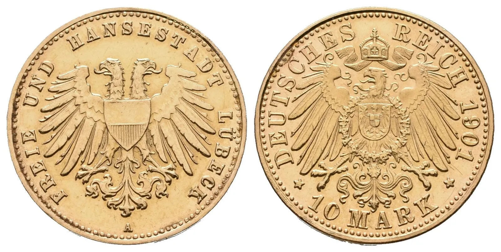 Lübeck, 10 Marka 1901 A - novoražba