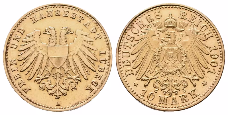 Lübeck, 10 Marka 1901 A - novoražba