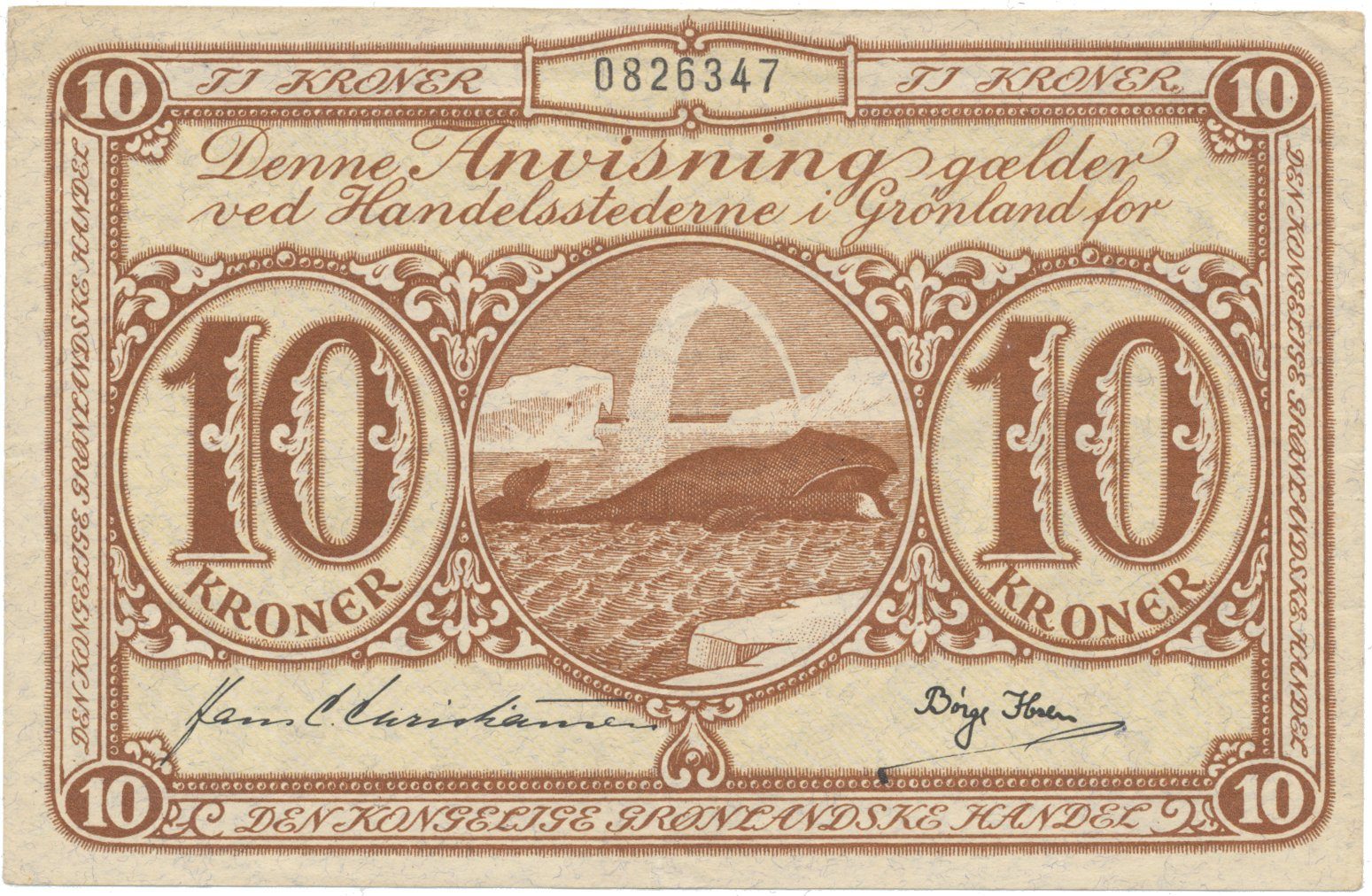 Grónsko, 10 Kroner (1953-1967), P.19a