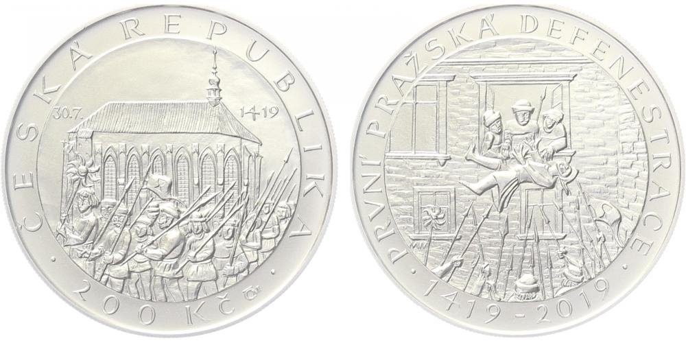 200 Kč 2019 - Pražská defenestrace PROOF - bez certifikátu