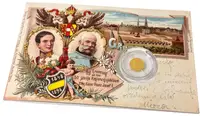 Zlatá mince František Josef I. - dobová pohlednice - fotografie 4