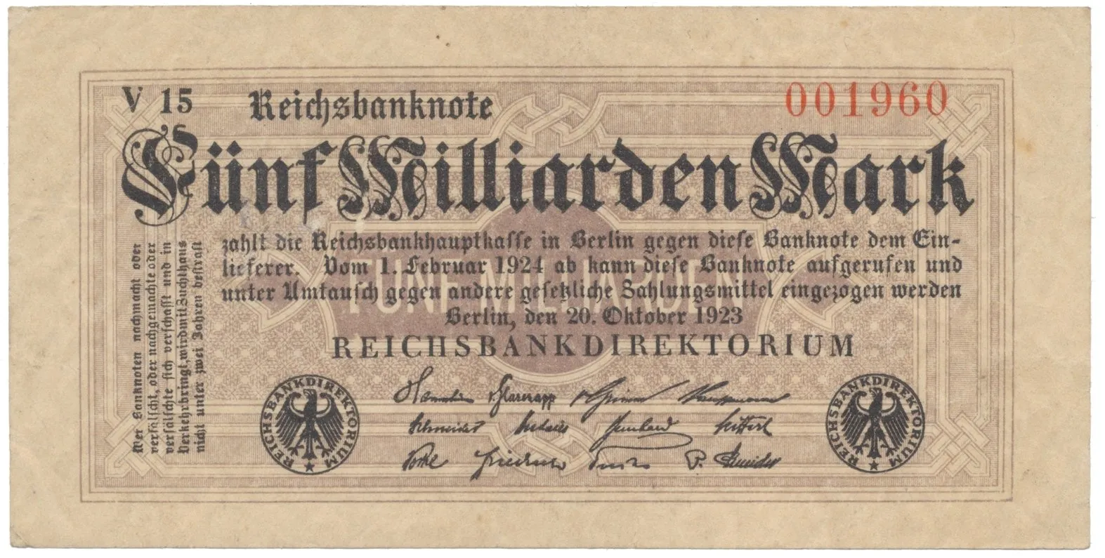 Německo, 5 Milliarden Mark 1923, Ro.120c