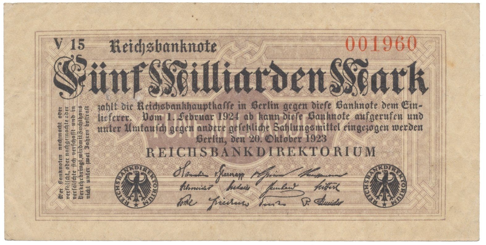 Německo, 5 Milliarden Mark 1923, Ro.120c