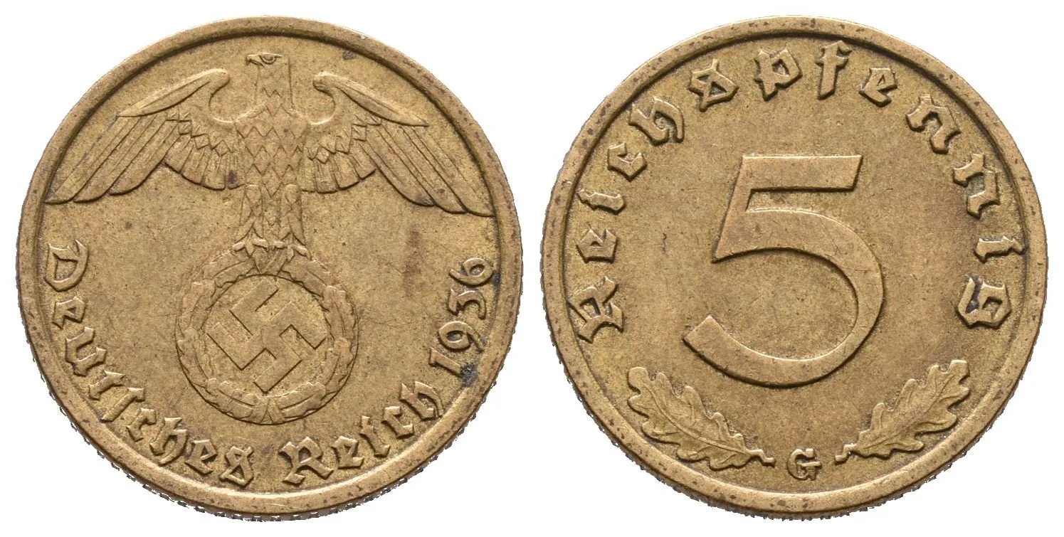 III. říše, 5 Pfennig 1936 G