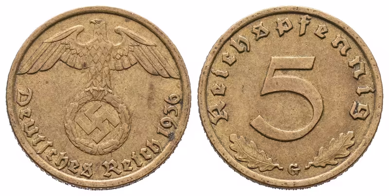 III. říše, 5 Pfennig 1936 G