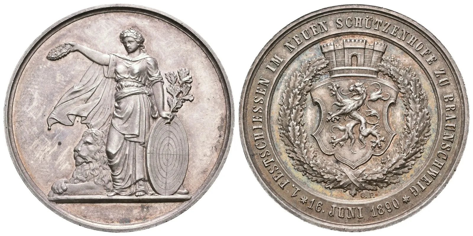 AR Medaile 1890 - 1. Slavnostní střelby v novém Brunšvickém střel. dvoře. — 1