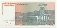 Jugoslávie, 1000 Dinara 1994, anulát AA 0000000, razítko SPECIMEN, P.140 - fotografie 2