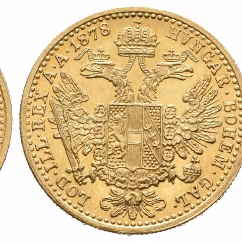 Dukát 1878, krásná zachovalost, lesk, drobné rysky a nep. hranky