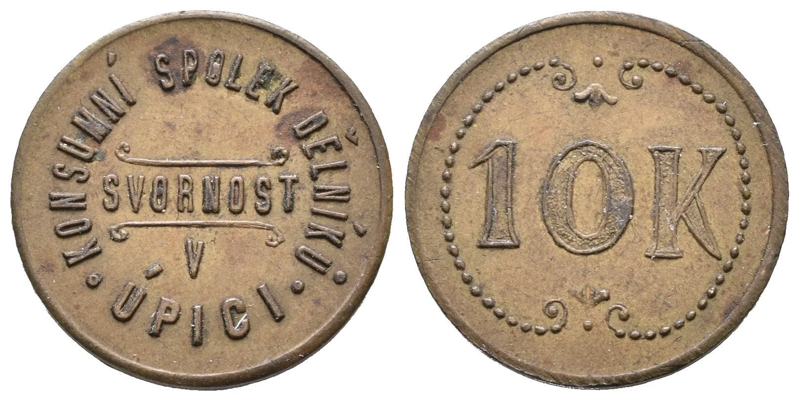 Úpice - Konsumní spolek dělníků "Svornost", známka s hodnotou "10" — 1