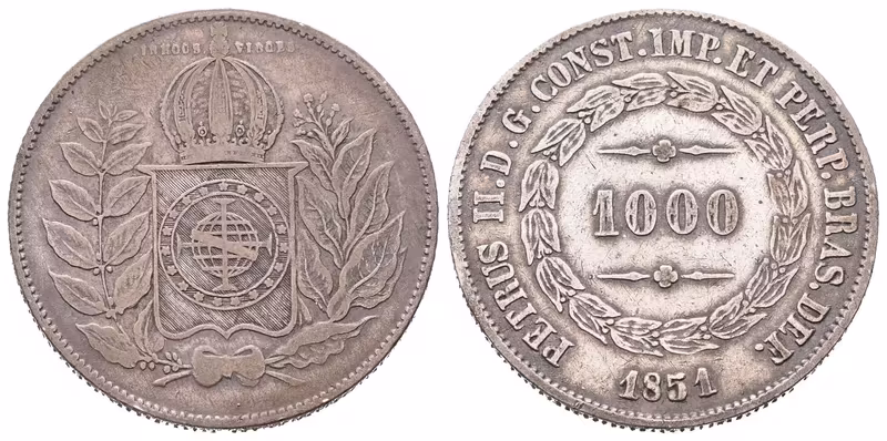 Brazílie, 1000 Reis 1851