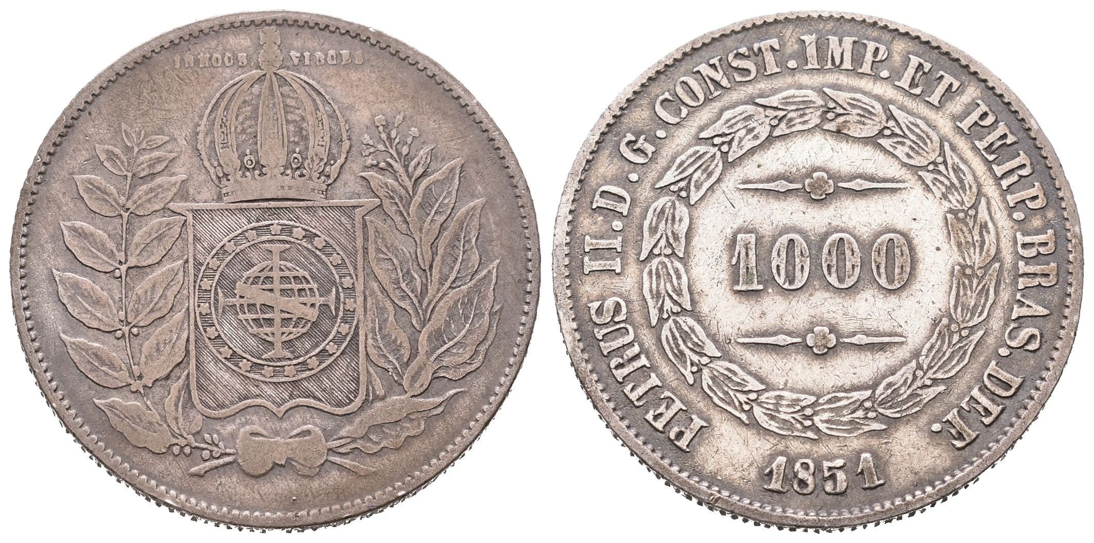 Brazílie, 1000 Reis 1851