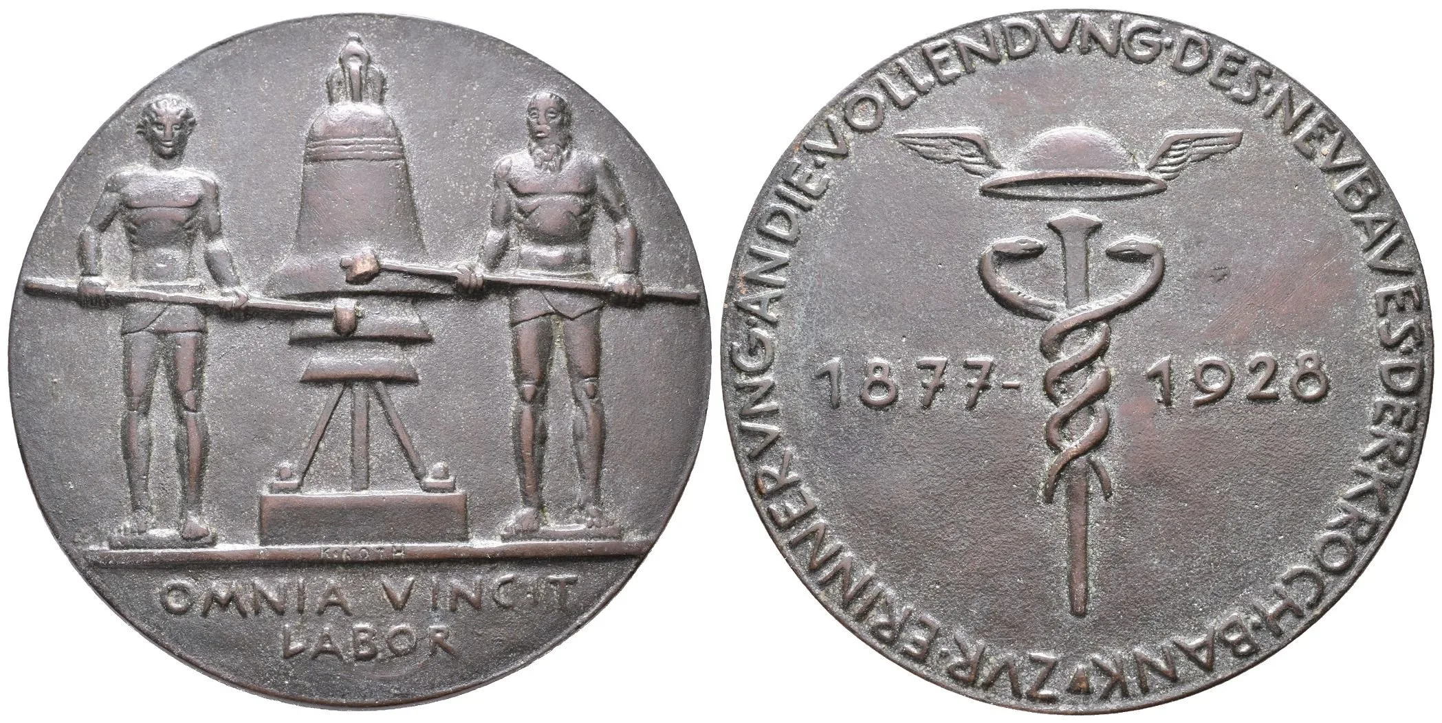 AE Medaile 1928 - Na památku dokončení výškové budovy Krochovy banky v Lipsku. — 1