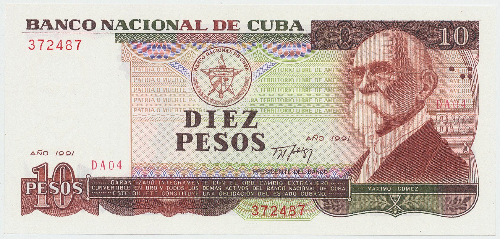 Kuba, 10 Pesos 1991, P.109