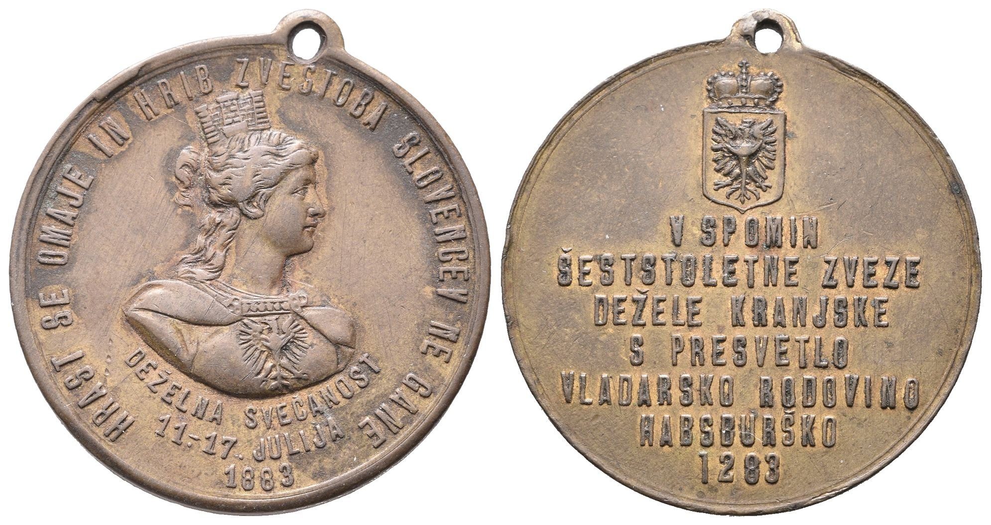 Rakousko - AE Medaile 1883 - Připojení Slovinska