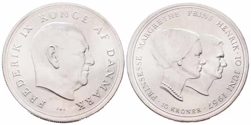 Dánsko, 10 Kroner 1967 - Pamětní