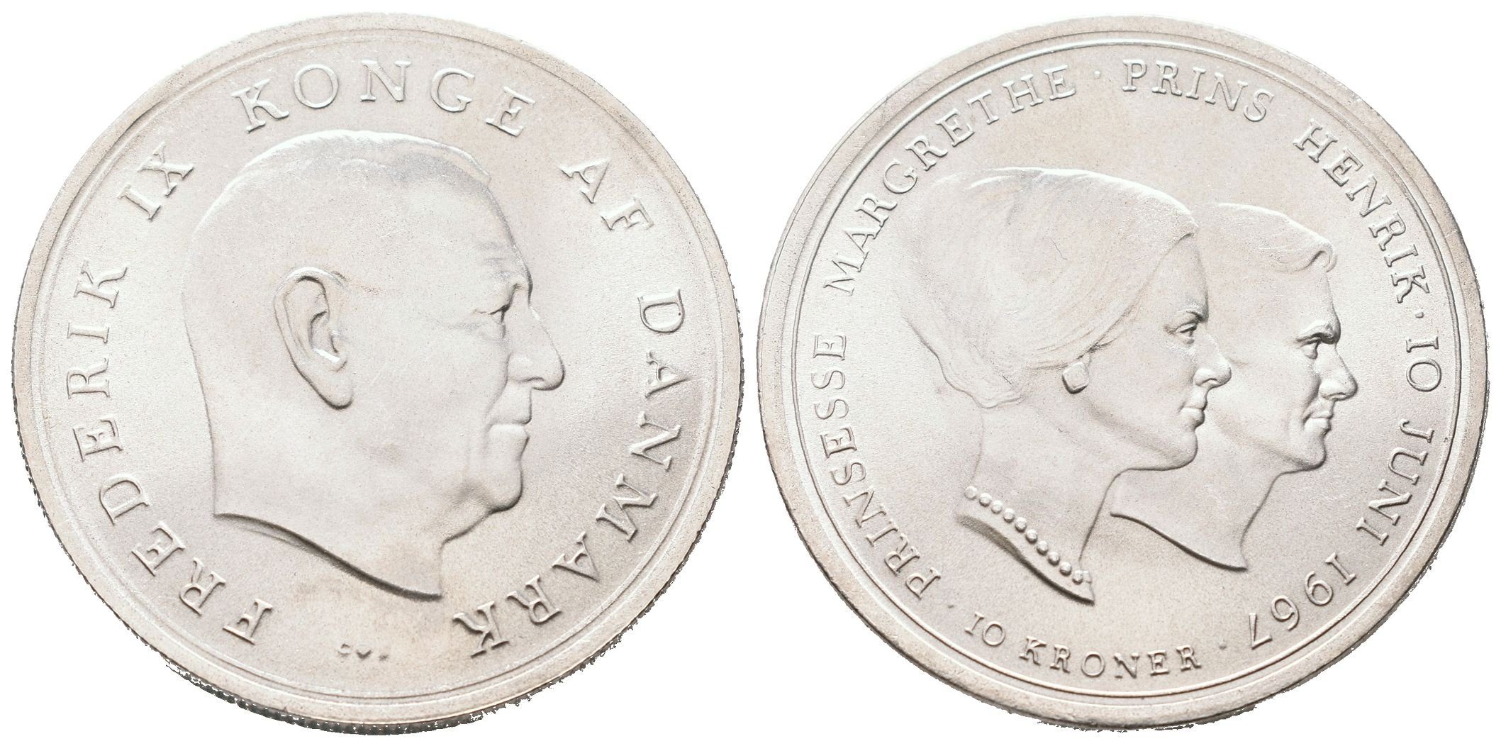 Dánsko, 10 Kroner 1967 - Pamětní
