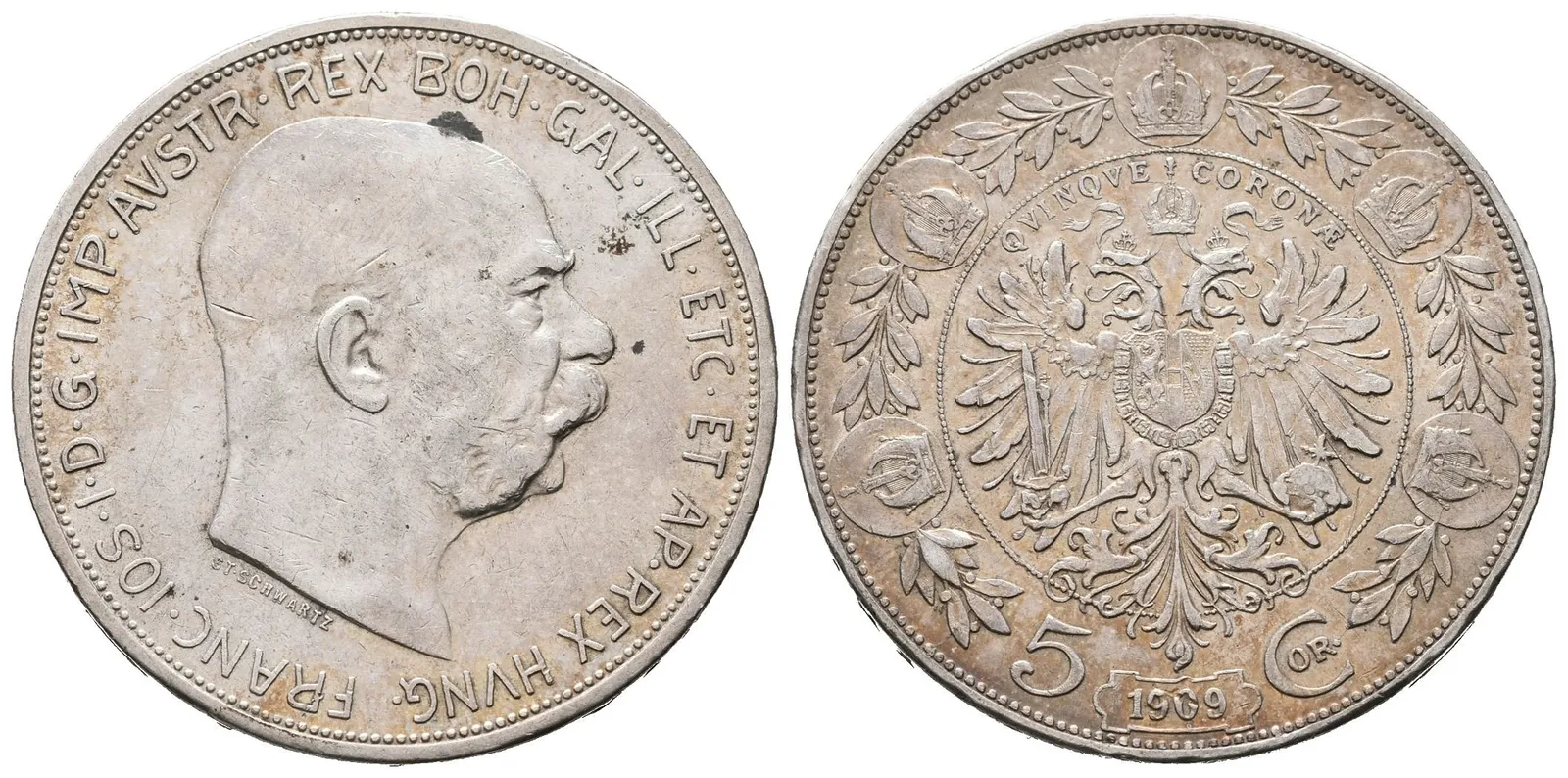 5 Koruna 1909 Schwartz