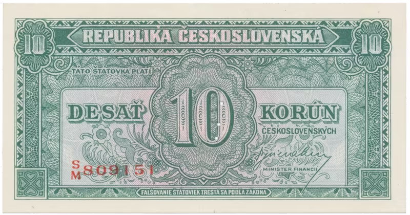 10 Koruna b.d. (1945), série SM, RM, Hej.71a1.S1