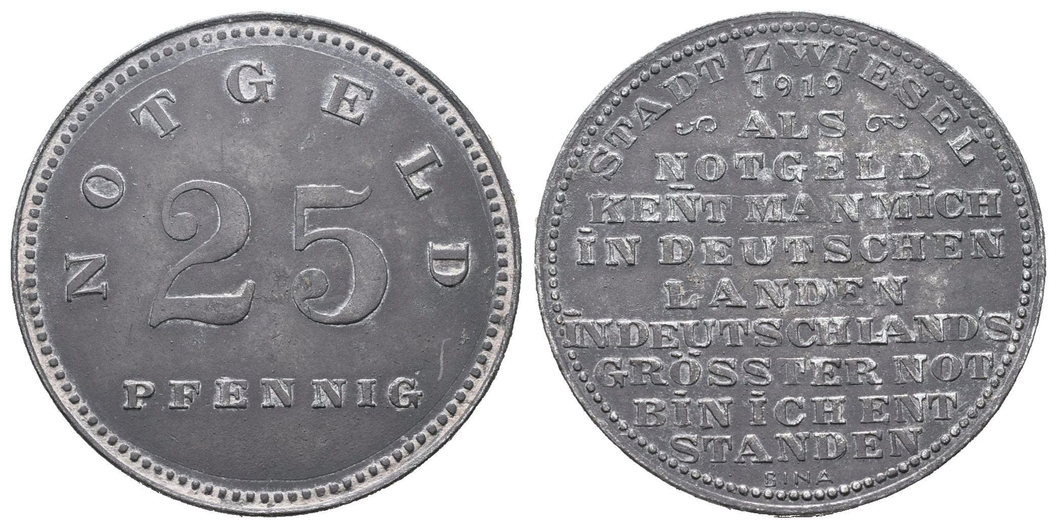 Nouzové ražby, 25 Pfennig 1919 - Zwiesel