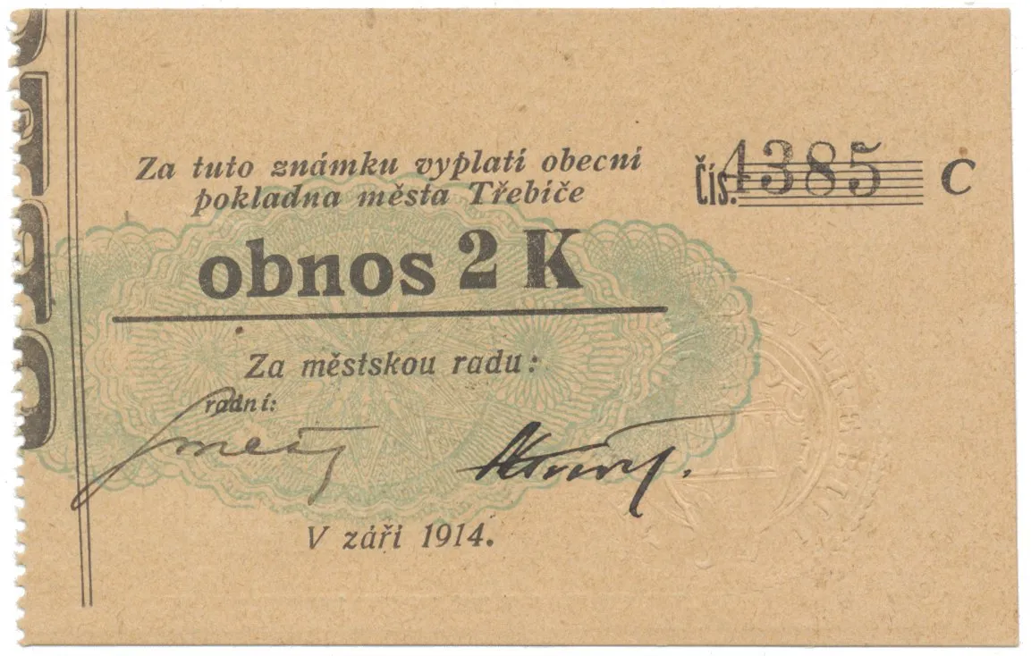 Třebíč - město, 2 K září 1914, slabší K, bez "starosta :", HH.223.5.11i2