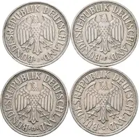 Soubor mincí - 1 Marka 1950 D, F, G a J, lepší mincovny, J.385_4 ks — 2