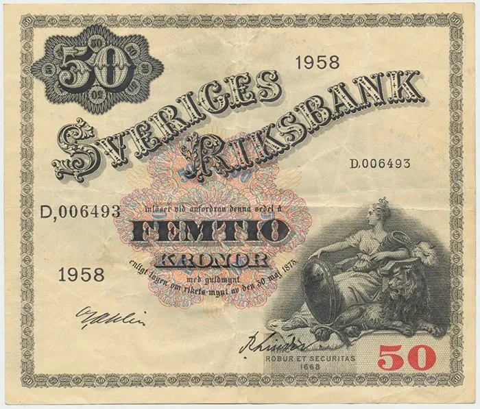 Švédsko, 50 Kronor 1958, P.44d